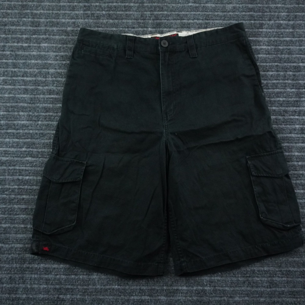 Tony Hawk Cargo Shorts Mens 34 Black Cotton Relaxed Fit Utility Skater